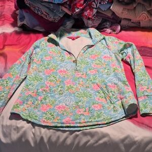 Disney X Lilly Pulitzer Pastel Floral Hoodie - Light Blue and Green